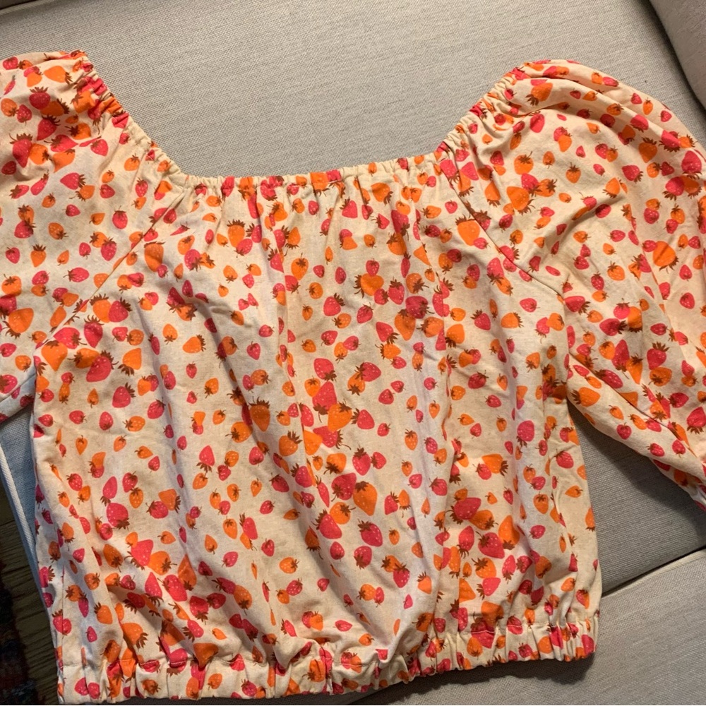 Ann Taylor Off-Shoulder Floral Blouse - Orange and Pink - Picture 2 of 4